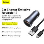 Baseus Chargeur de voiture 40W USB+Type C+Câble Type C vers Lightning - noir-TZCCJD-B0G