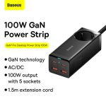 Baseus GaN3 Pro Multiprise de Bureau AC + 2USB + 2USB-C 100W - PSZM000401
