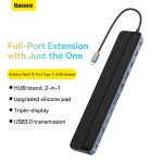 Baseus Adaptateur  Type-C Conversion HDMI*2+USB3.0*3+PD*1+DP*1+SD/TF*1+RJ45*1+Type-C Data*1+3.5mm*1 Noir-WKSX030213