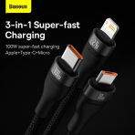 Baseus Flash Series II Câble 100W 3-en-1 USB vers M + L + C 1.2m - CASS030001 – Image 2