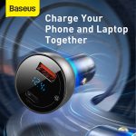Baseus Chargeur De Voiture  Numérique affichage QC+PPS 65W Silver-cckx-c0a
