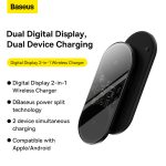 Baseus Chargeur Numérique Affichage 2en1 Sans Fil 20W Noir  Comprend USB Pour TYPE-C 3A 1M Noir-wxsx010101