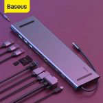 Baseus Adapteur 11 en 1 60W 3 USB 3.0 + Double interface vidéo 4K HD – CATSX-G0G