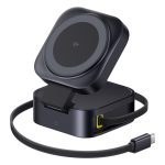 Baseus PicoGo Series 2-in-1 Magnetic Wireless Charging Stand Qi2, 15W MagSafe Charger & 67W Retractable Cable for MacBook Pro with 100W C Cable - P10276800123-00