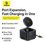 Baseus MagPro Series II 7-in-1 USB-C Hub with 15W Qi2 Wireless Charger, 4K@60Hz HDMI, 100W PD, 10Gbps Ports, SD Card Reader – b00072900121-00
