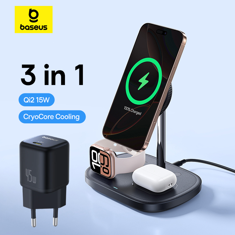 Untitled design Baseus EnerFill FS41 Station de Charge Sans Fil 3 en 1 avec Refroidissement TEC et Chargeur 45W - P10281904123-01 – Image 1