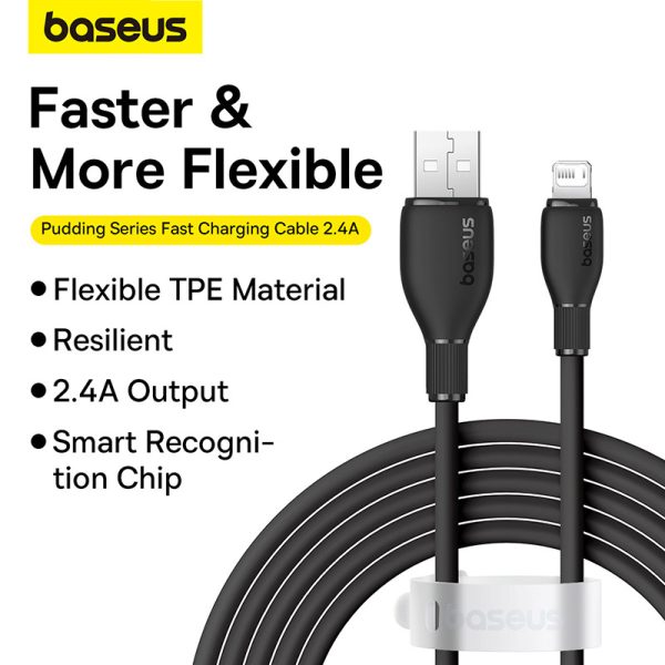 Baseus Pudding Series Câble de Charge 1.2m USB vers Lightning 2.4A - P10355700111-B1