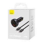 Baseus Chargeur De Voiture Affichage Numérique U+C 140W Black Avec Cable TYPE-C vers TYPE-C 240W - cgzx070001 – Image 5