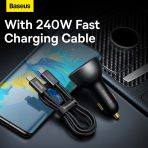 Baseus Chargeur De Voiture Affichage Numérique U+C 140W Black Avec Cable TYPE-C vers TYPE-C 240W - cgzx070001 – Image 2