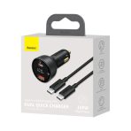 Baseus Chargeur De Voiture Affichage Numérique U+C 100W Black Avec Cable TYPE-C - TZCCZX-01 – Image 7