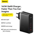 Baseus GaN5 Pro Chargeur 140W Rapide – 2 USB-C + 1 USB-A - CCGP100201